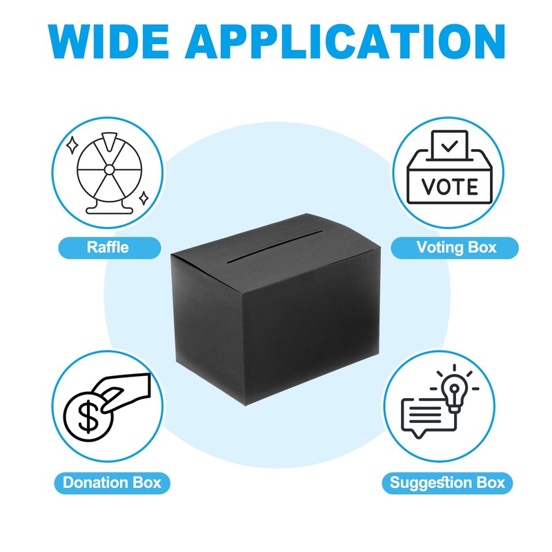 PATIKIL Black Cardboard Raffle Box, 2 Pcs 6.5 x 4.5