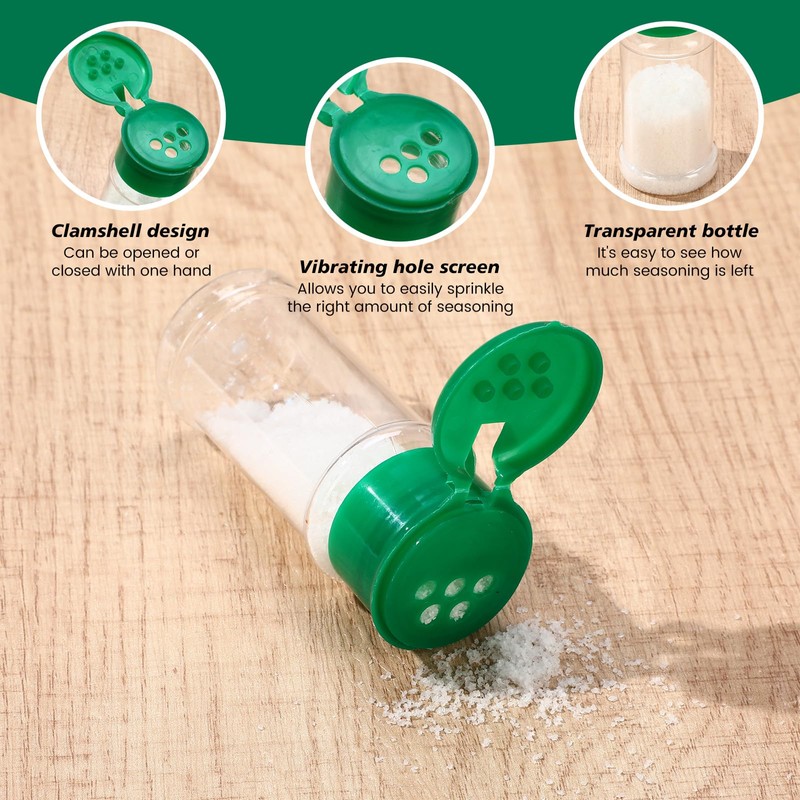 Amyhill 100 Pcs Plastic Spice Bottles Spice Jars with Green