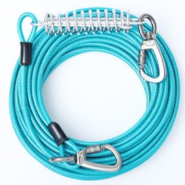 VST Dog Leads for Yard 30FT-Heavy Duty Dog Tie Out Cable with Shock Absorbing Spring & Swivel Hook,Dog Line for Outside,600LBS Break Strength,Dog Leash Cable for Small Large Dogs