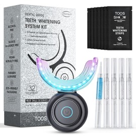 【Kit de blanqueamiento dental】: Consiga una sonrisa más brillante con el kit de blanqueamiento dental Toos Show que cuenta con una luz LED resistente al agua de 32X. Este kit elimina eficaz