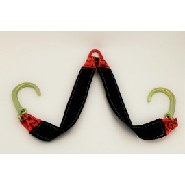 SnS 3"x30" Orange / Black Towing V-Bridle Strap & 8" Forged Sport J-Hooks