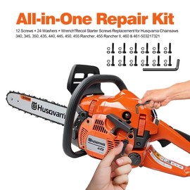 503217321 Recoil Starter Screws Kit Compatible with Husqvarna 340 345 350 435 440 450 455 460 461-12 Pack with Washers & Wrench