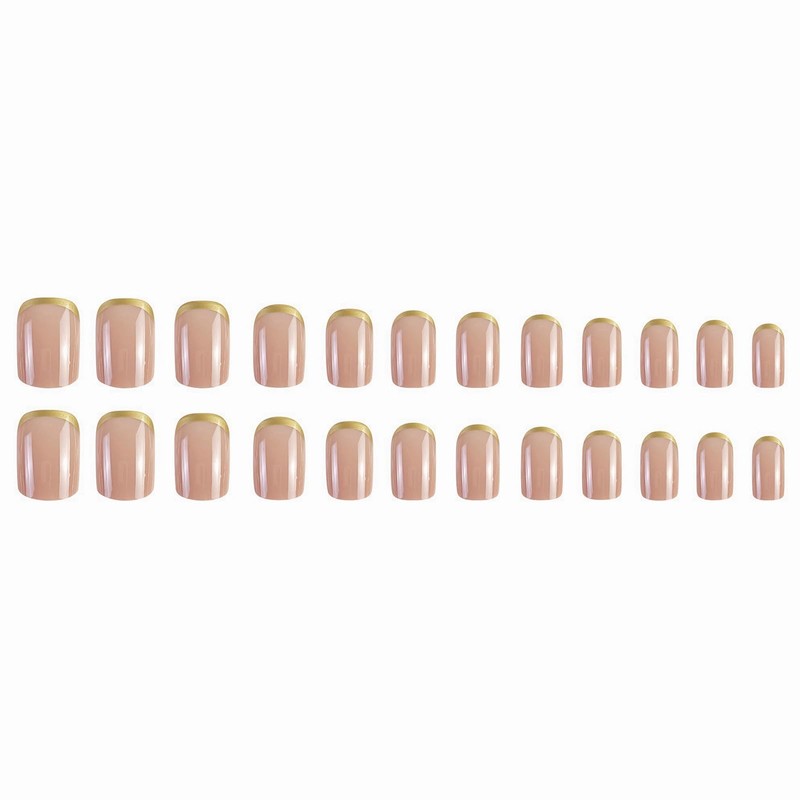 MISUD Short Press on Nails Square Fake Nails Glossy Glue