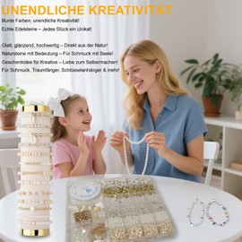 RTIOUJGI Natural Stone Beads Set for Bracelets - Gemstone Beads for Threading & Jewellery Making - 1000+ Beads 6-12mm - DIY Jewellery Crafts for Adults & Kids (Natural Stone Beads2)