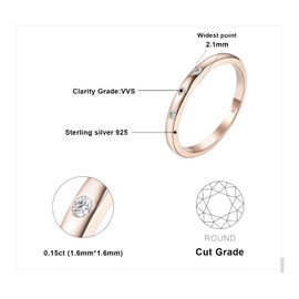 JewelryPalace 3 Rings Cubic Zirconia Silver 925 Women's Ring, White Gold, Rose Gold, Yellow Gold Plated Wedding Rings, Wedding Rings, Front Ring Band Ring, Rings Set, Women's Jewellery with Stone,