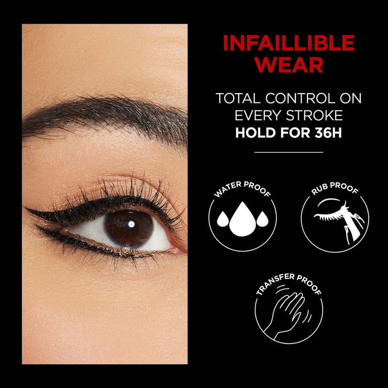 L'Oréal Paris Infaillible 36H Grip Micro-Fine Liner Obsidian, Eyeliner for