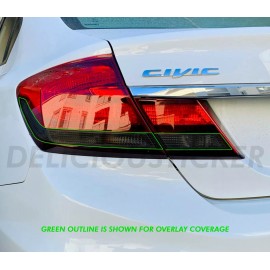 Deliciousticker For Civic 2013-2015 Sedan Tail Light Smoke Rear Reverse Overlays PreCut Tint ppf