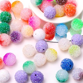 40PCS 20mm Rhinestone Beads Acrylic Bubblegum Beads for Pens Mixed Color Round Beads for Crafts Jewelry Making DIY Necklace Bracelet