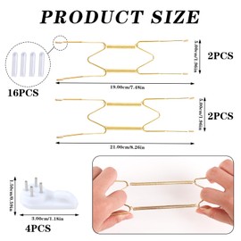 Invisible Steel Wall Plate Hangers (Set of 4) for Decorations - High Quality Stainless Steel, Flexible, Invisible Design, Includes Non-Marking Nails and Protective Cases (8, 10 Inches)