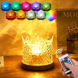 Ocean Wave Projector Light,16 Colors Gradual Rotating Flame Water Lamp, Aurora Borealis Light Projector with Remote Control, Water Ripple Lamp for Bedroom Party Dinner Bar Decor Lights (Tiara)
