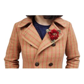 M&S Schmalberg Red Velvet Poinsettia Pin For Men or Women Lapel Flower Brooch - Holiday Decorations Christmas Tree Xmas Hand-made in New York's Garment Center (American Made)