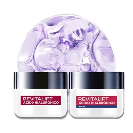 L'Oréal Paris Rutina facial hidratante Revitalift Ácido Hialurónico (2 piezas): Crema de día FPS20 50ml + Crema de noche 50ml. Hidrata y rellena línea