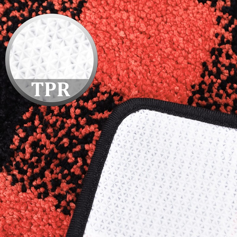 PiccoCasa Non Slip Bath Mat 50cm x 80cm, Red &