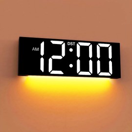 JALL 12'' Large Digital Wall Clock, Big LED Number Dispaly, RGB Colors, DST, Night Light for Classroom Living Room Bedroom Mounted Birthday Xmas Gift for Senior, Mem Womem (White Font, 12 inches)
