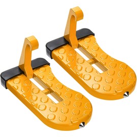 Hiceeden 2 Pack Aluminum Alloy Car Door Step, Foldable Car Step Hook with Glass Breaker, Easy Access to Roof for Most Car, SUV, Truck, Max Load 550 lbs (Orange)
