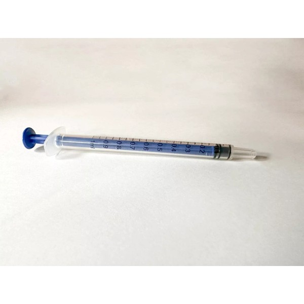 Unbranded 1 mL Oral Syringe - 1cc Clear with Blue