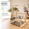 Bird Playground Natural Wood Parrot Stand with Ladder Swing Food