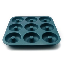 Large Silicone Donut Pan for Baking, 9 Cavity Non-Stick Food Grade Silicone Donut Molds, Doughnut Pan and Bagel Pans for Baking & Kitchen, BPA Free 11.2 x 11.1 Inches, Dishwasher Safe - Blue