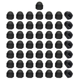 50 Pieces M8 Nylon Acorn Nut Plastic Bolt Nut Caps Inner Threaded Cap Nuts Hex Cap Nut Inner Threaded Protection Cover Acorn Dome Nuts Decorative Cap Nuts for Screws Bolts, Black