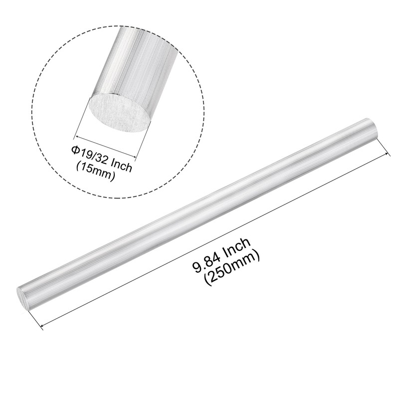 sourcing map Aluminum Solid Round Rod Lathe Bar 15mm x