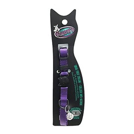 Simon's Cat Collars Safety Collar, with Bell, Break Away Safety Buckle, Snag Free, Soft, Durable and Fully Adjustable Size 7-11" (Purple)
