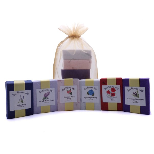Flowery Floral Soap Gift Set Lupine Poppy Hydrangea Rose Lavender Lilac