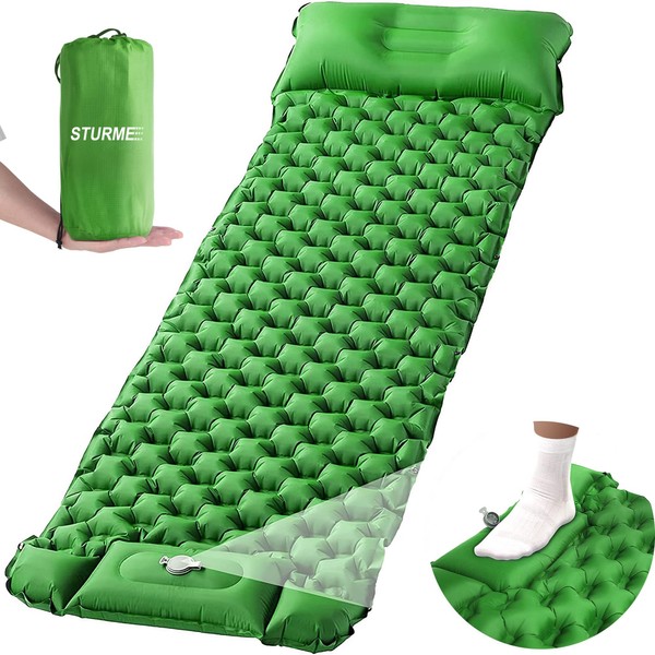 STURME Camping Sleeping Mat, Built-in Foot Pump, Self-Inflating Ultralight Camping