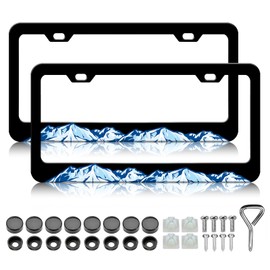 Mountains License Plate Frames - 2 Pack Iceberg Stainless Steel License Plate Holder Covers,Rust-Proof Waterproof Car Decorative Tag Frames for Standard US 12x6 Inch
