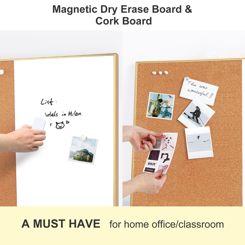 ARCOBIS Cork Board White Board Combo, 36 x 24 Inch
