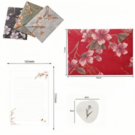 Xinyueli Letter Set, 10 Stationery Notes + 1 Envelope, 10 Types, Simple, Foil Stamping, 10 Pieces, Floral Pattern, Stylish