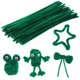 60 Pieces Green Pipe Cleaners, Christmas Craft Pipe Cleaners,Pipe Cleaners Chenille Stem,Pipe Cleaners Bulk,Art Pipe Cleaners for Creative Home Decoration Supplies Arts and Crafts Project