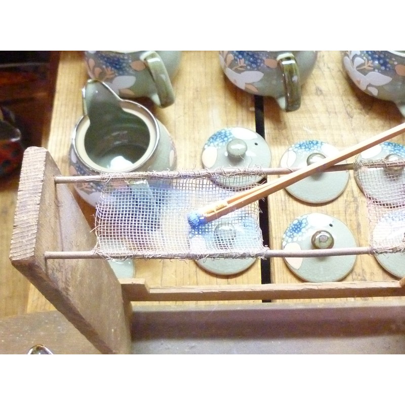 Kutani Ware [Teapot, Teapot] Large Hydrangea Blue & Blue [Back