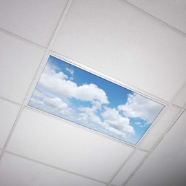 Fluorescent Light Cover for Classroom Ceiling Lights Clouds - Premium Backlit Film Insert 2x4 (22.38"x46.5") Florescent Fixture (Pack of 1) School, Office, Sensory, Improve Focus, Eliminate Headaches