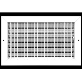 14"w X 8"h Adjustable AIR Supply Diffuser - HVAC Vent Cover Sidewall or Ceiling - Grille Register - High Airflow - White [Outer Dimensions: 15.75"w X 9.75"h]