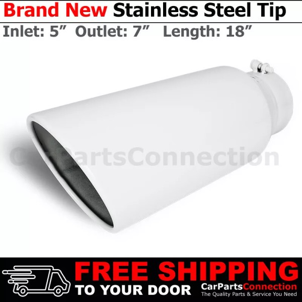 CPC Universal Stainless Truck Angled White 18 inch Bolt-On Exhaust