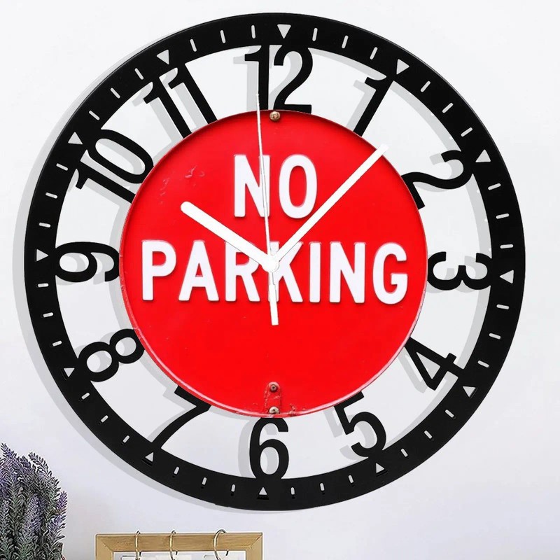 25cm Retro Iron Round Wall Clock with Elegant Hands Clear
