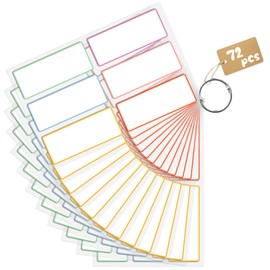 PPB Dry Erase Labels Sticky Notes for Organizing, Reusable Waterproof Removable Stickers for Storage Bins, Freezer, Kitchens, Classroom, Office, All Purpose Use (1.5”x 3.5”, Multicolor, 72 Dots)