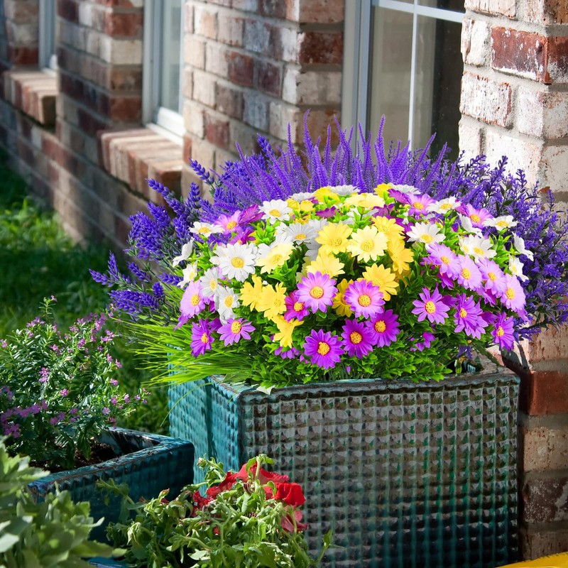 ASTRYAS 21 Bundles Artificial Flowers Outdoor, Faux Artificial Plants UV