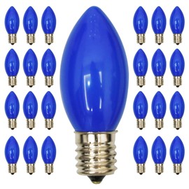 25 Pack C9 Christmas Replacement Light Bulbs, Blue Ceramic Bulbs C9 Vintage Christmas Light for Outdoor Patio Indoor String Lights, C9/E17 Intermediate Base, 7 Watts Night Light, 120 Volt-Bule