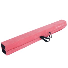 Folding Gymnastics Balance Beam - 9ft Floor Beam with Carry Handles & Anti-Slip Base - Ideal for Kids, Beginners, and Professional Gymnasts, Pink