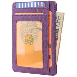 Buffway Buffway Slim Minimalist Front Pocket RFID Blocking Leather Wallets for Men and Women