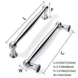 khtumeware 10 Pack 3-3/4 Inch(96mm) Vibrant Polished Chrome Cabinet pulls Kitchen Cabinet Handles Kitchen Cabinet Hardware for Cupboard Drawer Handles Dresser Pulls