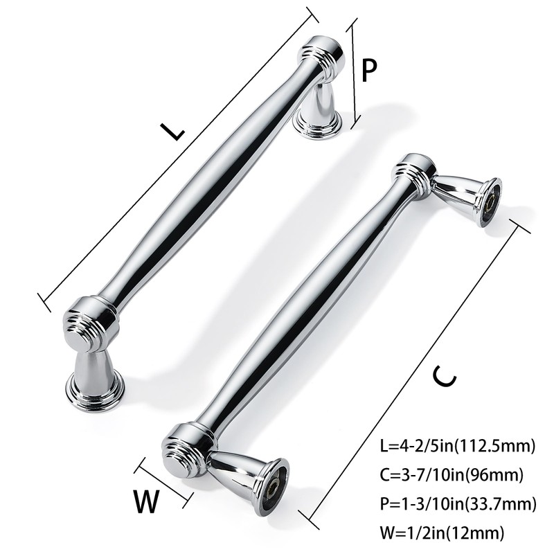 khtumeware 10 Pack 3-3/4 Inch(96mm) Vibrant Polished Chrome Cabinet pulls