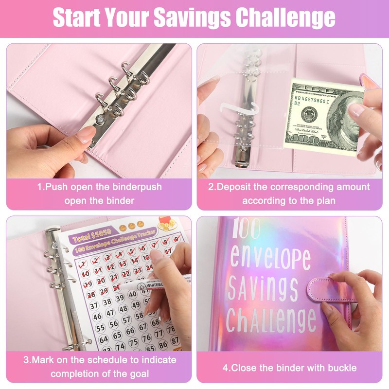 100 Money Saving Budget Planner, A5 Envelope Saving Challenge Savings