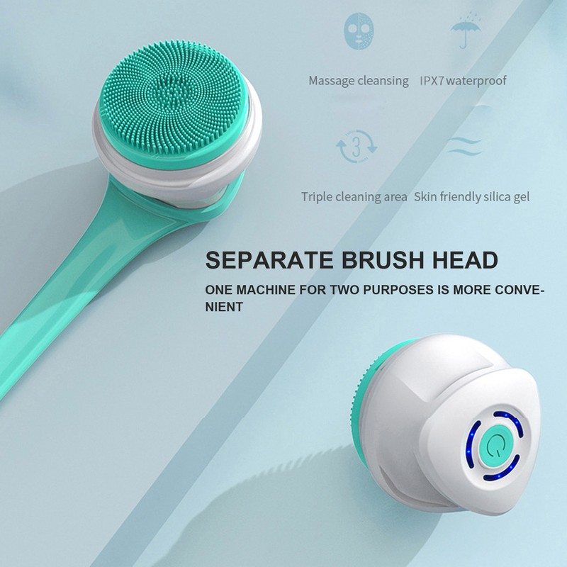 Electric Body Brush Set Rechargeable Long Handle Scrubber Shower Brush
