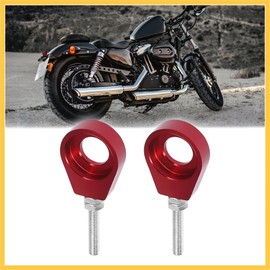 REPAIROCK 2pcs 15mm Dia Hole Red Silver Tone Metal Universal Chain Axle Adjuster Tensioner for Motorcycle Auto Replacement Parts