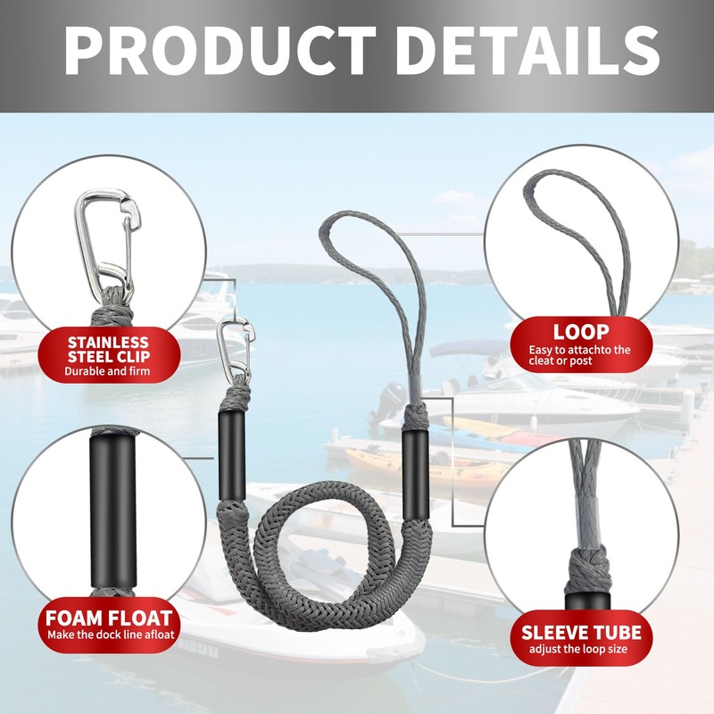 NIUTRIP Bungee Dock Line with Stainless Steel Clip – Boat