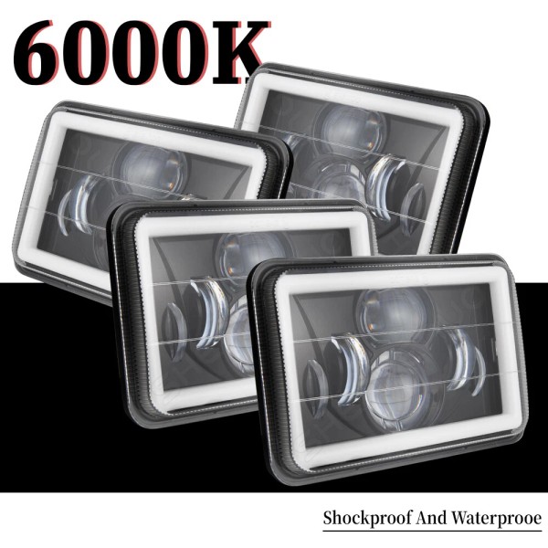SHENKENUO 4PCS 4x6'' Sealed LED Headlights For Peterbilt 378 379