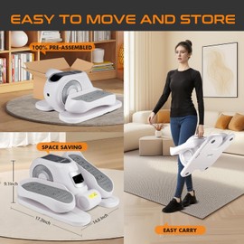 Zakle Under Desk Elliptical Machine, Electric Elliptical Training Machine for Seniors w/Remote Control, 12 Speed Levels, Manual & Auto Mode, Quiet Seated Pedal Exerciser for Home Office (White)