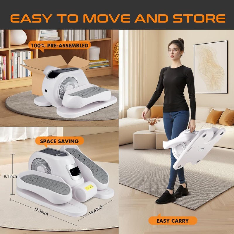 Zakle Under Desk Elliptical Machine, Electric Elliptical Training Machine for